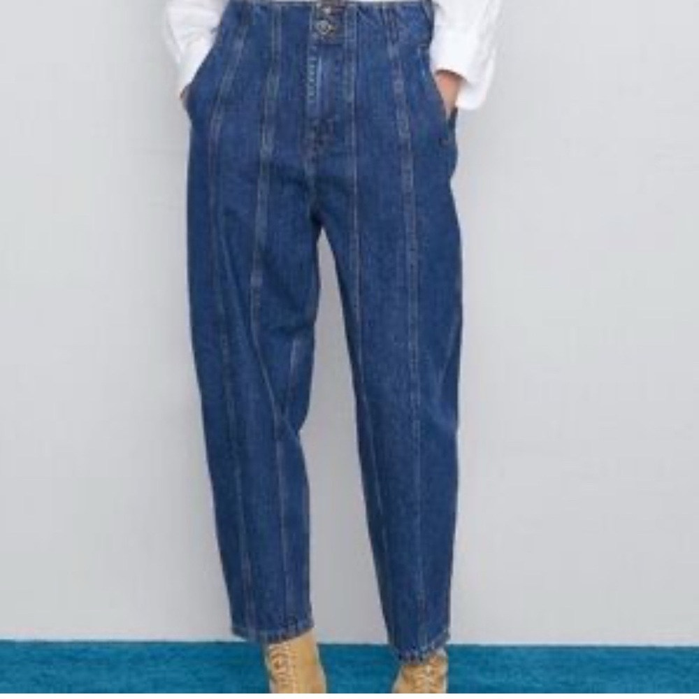 Zara Slouchy Seamed Ankle Jeans